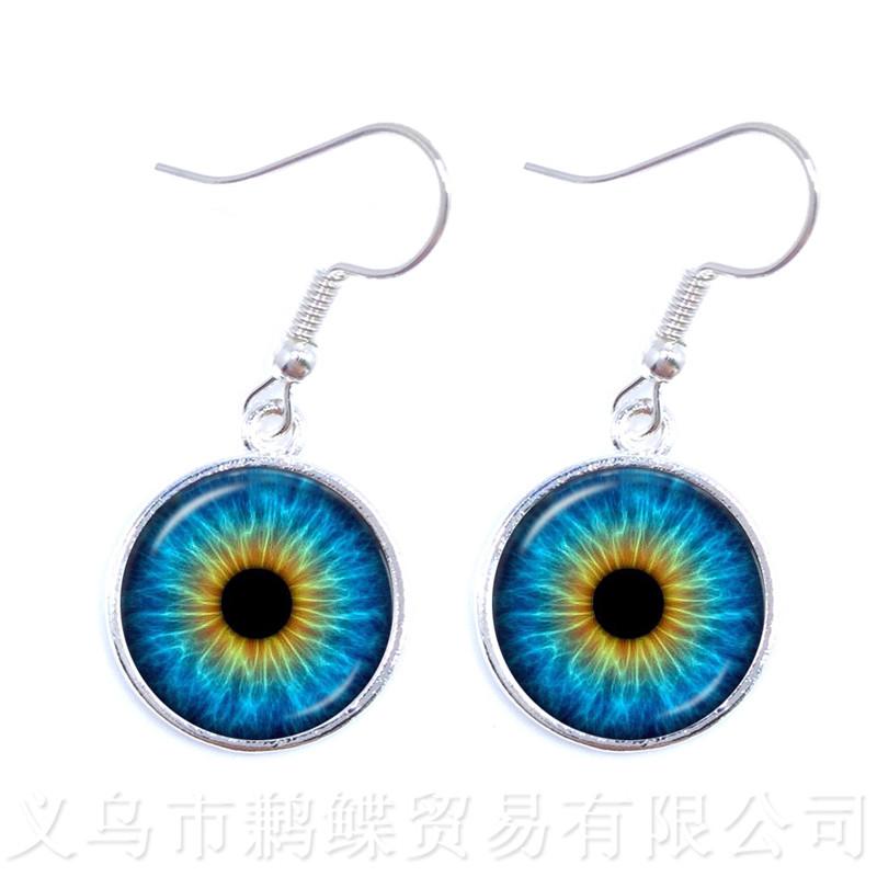 

Evil Dragon Eye Earrings New Fashion Lovely Color Cat Eye Glass Cabochon Dome Handmade Drop Earrings For Women Girls Jewelry