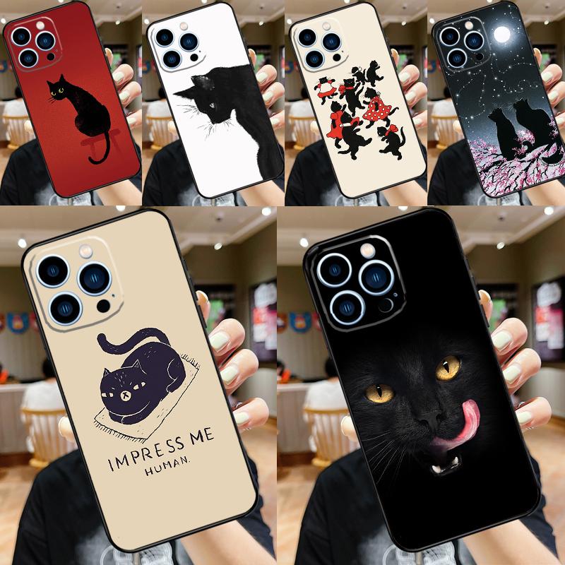 Black Cat Face Kitty Case For Samsung Galaxy M31 M21 M11 M20 M23 M54 M14 M34 M13 M52 M32 M12 M16 M36 M56 M15 M55