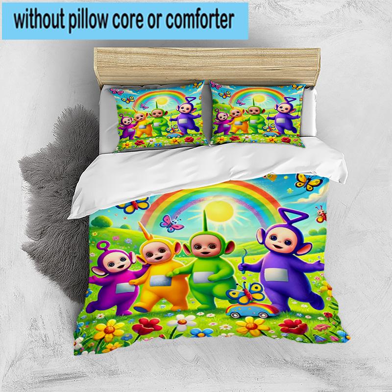 3PCS Tele-tubbies Celebration 3pcs Bedding,Including 3PCS Duvet Cover And 2pcs Pillowcases Perfect for Christmas,Ideal for Bedroom, Dormitory