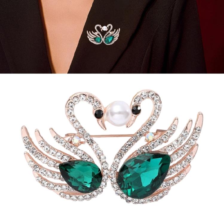 Elegant Small Swan Brooches with Rhinestones Unique Swan Pin Unisex Pins Alloy Texture Suitable for Fashionable Outfits