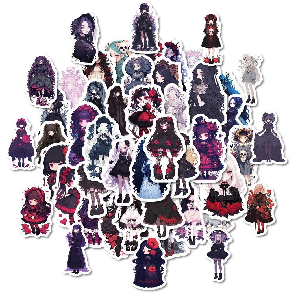 50 2D Dark Goth Lolita Lolita Cartoon Graffiti Stickers Rose Girl Gothic Style Stickers