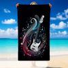 Quick Dry Beach Towel Music Guitar Pattern, Lightweight Absorbent Towel for Pool Beach Vacation Use