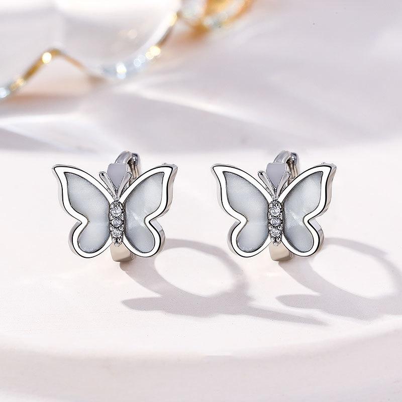 Korean Version Korean Shell Butterfly Ear Buckle Earrings Women S Fashion Temperament Retro Simple Geometric Mini Ear Jewelry Quality