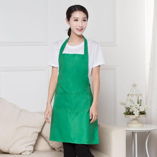 Pure Color Halter Sleeveless Pocket Housework Kitchen Cooking BBQ Work Apron