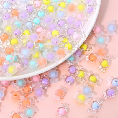 Handgefertigte Perlen, mattierte Acrylperlen in Bonbonfarben, handgefertigt, DIY-Perlen zum Auffädeln von Hand, Zubehör, Materialien, Armband, runde Perlen, lose Perlen