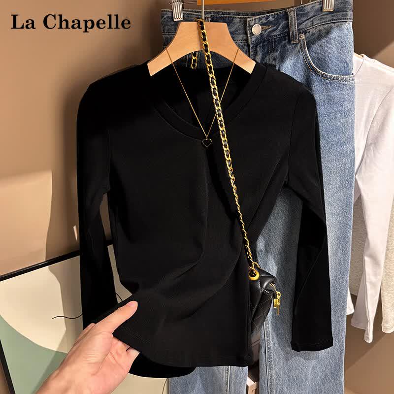 La Chapelle 2025 Ribbed V-Neck Long Sleeve Slim Fit T-Shirt M