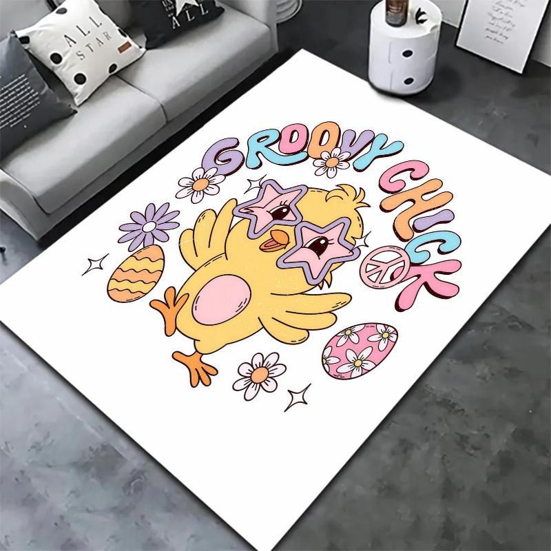 Retro Groovy Chick Carpet Rug For Living Room Bedroom Home Sofa Decoration Kids Play Nonslip Floor Mat