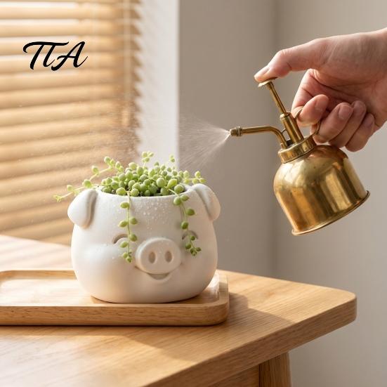 Mini Flower Pot 3D Printed Pig Shaped Flowerpot, Decorative Planter for Succulents Herb Green Plant Container Plants, Animal Holder Indoor Outdoor