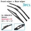Wiper Front Rear Wiper Blades Set For Nissan Qashqai J10 2006 2007 2008 2009 2010 2011 2012 2013 Front Rear Window 24"+15"+12"