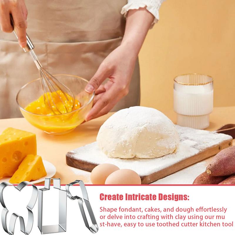3pcs Lovely Teeth Shape Stainless Steel Cookie Cutter Cake Decorating Tools Fondant Mould Pastry Biscuits Baking Accessories