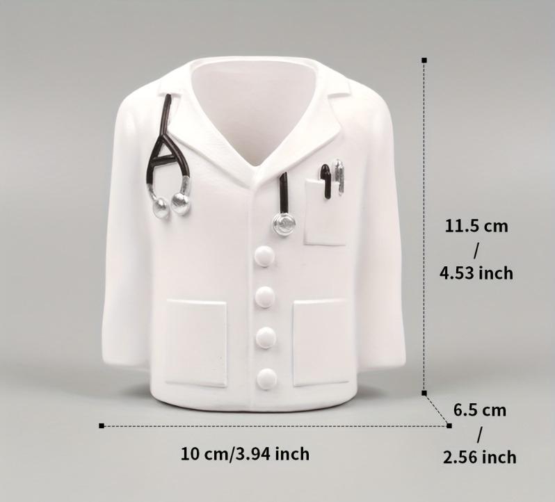 

1pc Resin Art Pen Holder Vase Doctor Uniform White Coat Home Decor Accent Organizing Writing Tools Pens Dried Flower Decoration