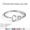 EMANCO Birthstone Initial Custom Ring Open End Ring Stainless Steel Name Custom Jewelry Women's Ring