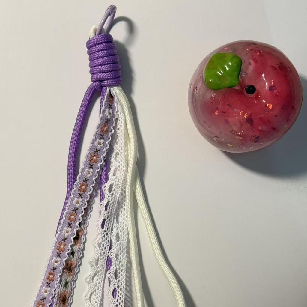Handmade Colorful Lace Phone Lanyard & Dopamine Keychain Charm