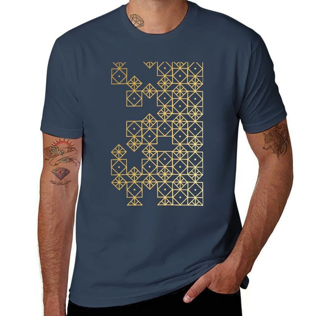 Geometric Gold TShirt Work Outdoor TShirt for Men