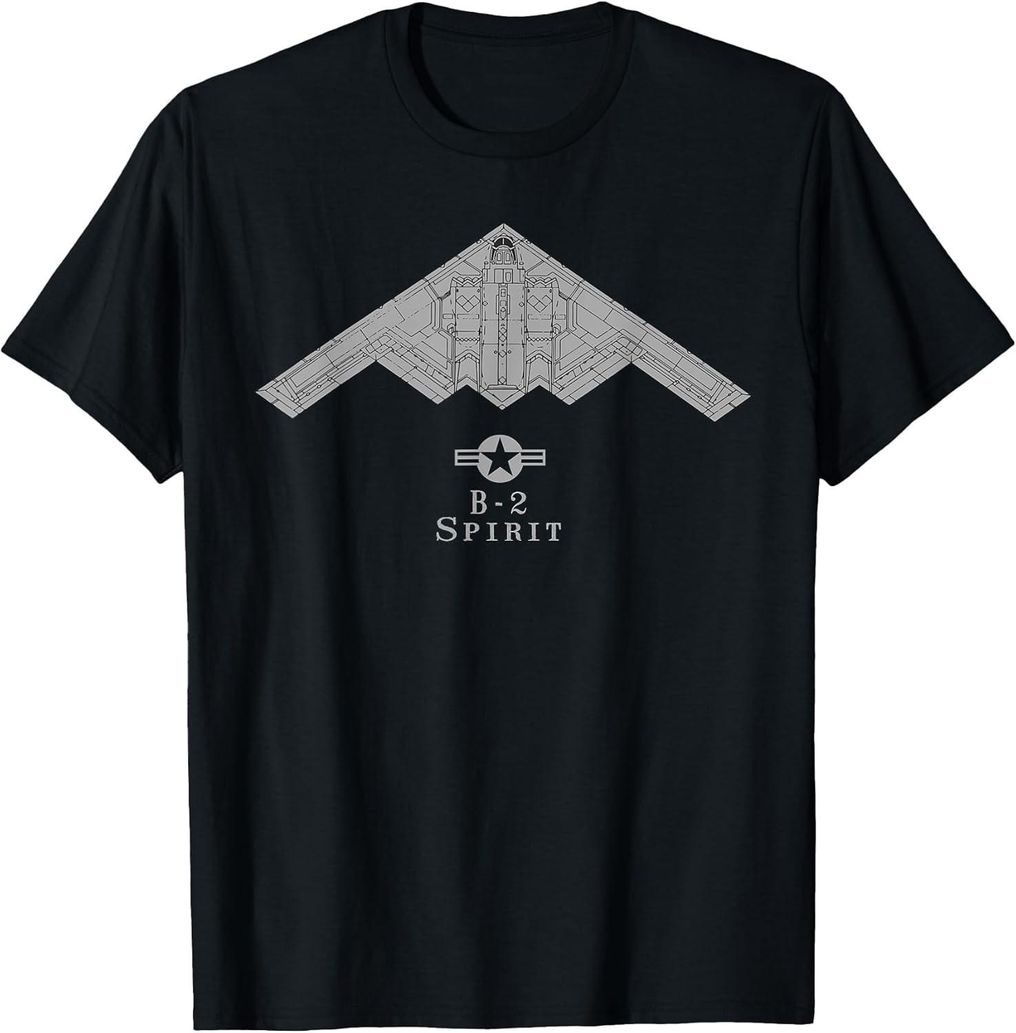 NEW LIMITED! B-2 Spirit Stealth Bomber Tech Drawing Military Tee - MADE IN USA XL