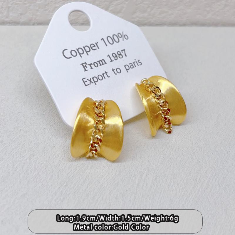 

French Retro Metal Wire Drawing Process Color Blocked Curved Earrings 2026 New Jewelry Trendy Accessories For Womens and Girls