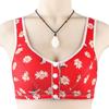 Estilo chinês vermelho frente fivela roupa interior feminina de meia-idade e idosos impresso alças largas regata sutiã de grandes dimensões