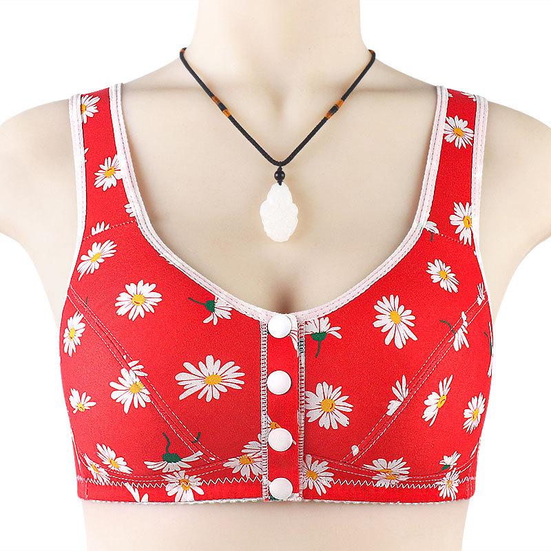 

Женский бюстгальтер на пуговицах спереди без стального кольца, жилет с принтом, бюстгальтер больших размеров 50/115 красный