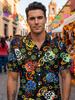 Retro Opulent Skull Pattern 3D Digital Print Men'S Casual Shirt Fashionable Individual Hip-Hop Rock Party Street Hawaiian Shirt Men'S Summer Clothing