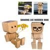 Cute Bow Leg-shaking Wooden Man Figurine Interior Wood Ornaments With 12 Magnetic Expressions Car Decoration Ornaments