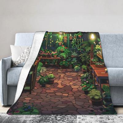 Stardew Valley Greenhouse Flannel Blankets Winter Soft Throw Blanket for Kids Adult Couch Chair Aesthetic Bedspread Sofa Cover