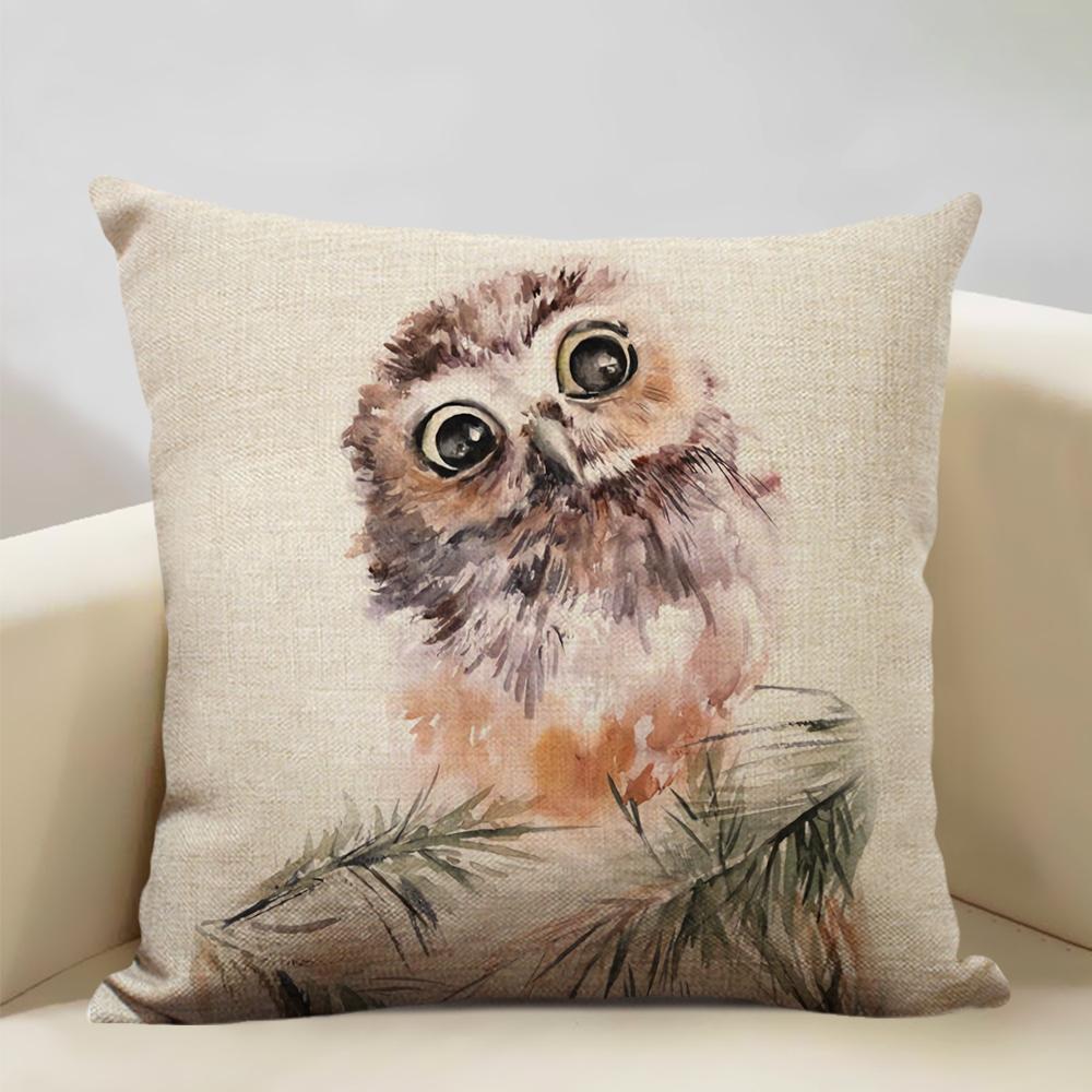 Lovely Animal Owl Cushion Cover 45x45cm Linen Pillow Case Sofa Pillowcase Suitable for All Kinds of Occasions Bar Decoration