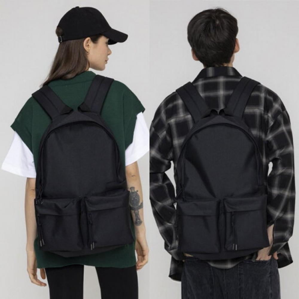 John Peters New York Unisex Two Pocket Backpack Black