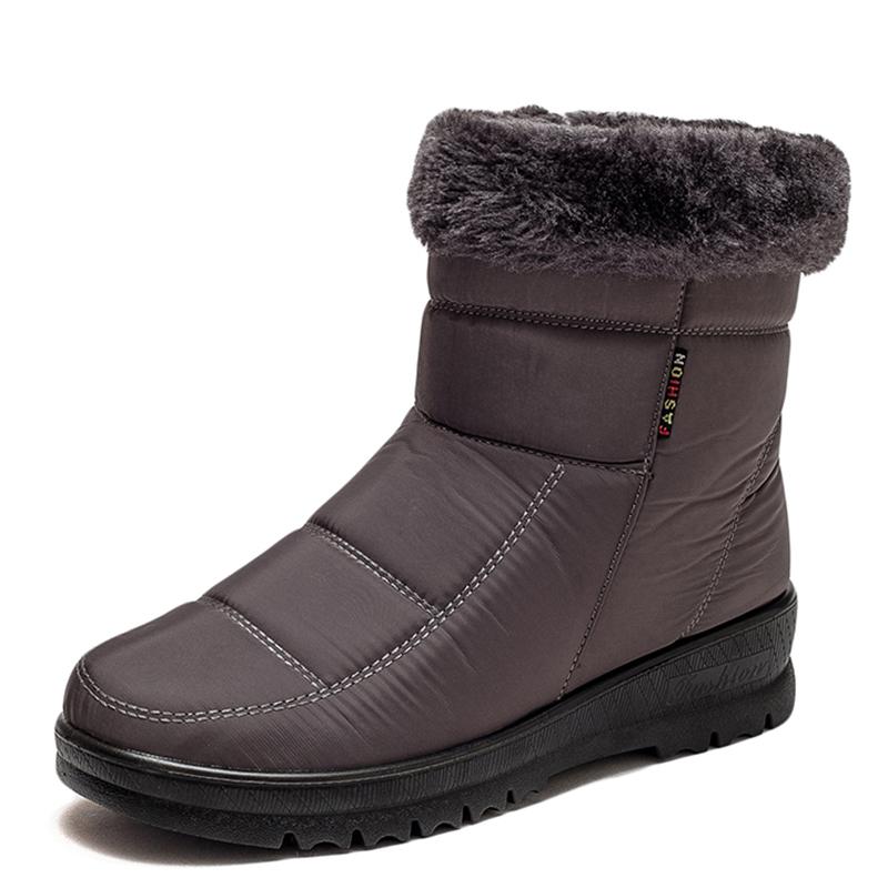 

Модные женские ботинки на меху для снега, женская обувь на молнии, модная обувь на платформе для женщин, ботильоны, водонепроницаемые, плоские, Botas Mujer, зимняя обувь 40 серый