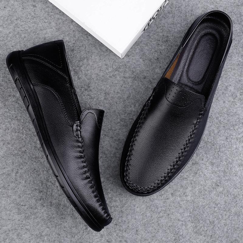 Fashion Genuine Leather Men Casual Shoes Luxury Brand Formal Man Loafers Moccasins Breathable Slip On Flats Handmade Boat Shoes