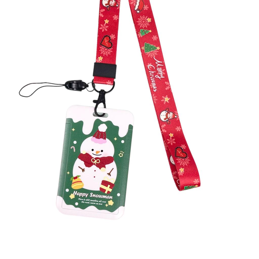 Cordon porte-clés de Noël avec porte-cartes, cordon tour de cou, badge arbre de Noël, bonhomme de neige, cordon pour infirmières, enseignants, étudiants