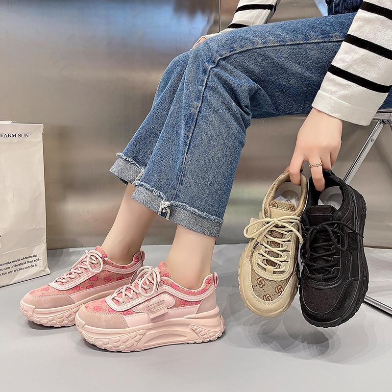 Fashion Thick Sole Casual Sports Shoes Four Seasons Versatile Comfortable Breathable Women's Vulcanized Shoes Plus spring autumn