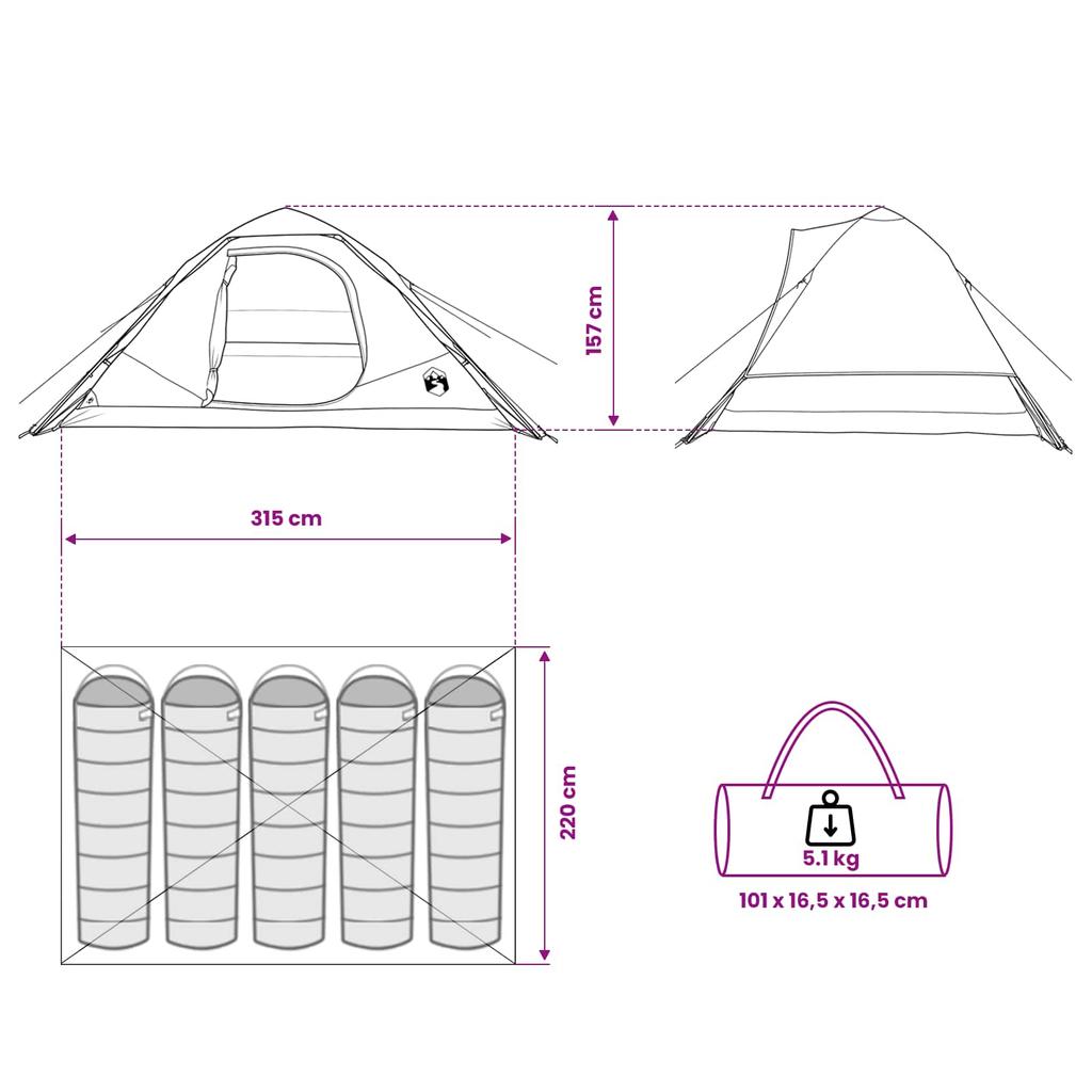 Instant Tent Olive Green 305 x 215 x 140 cm Polyester and Steel