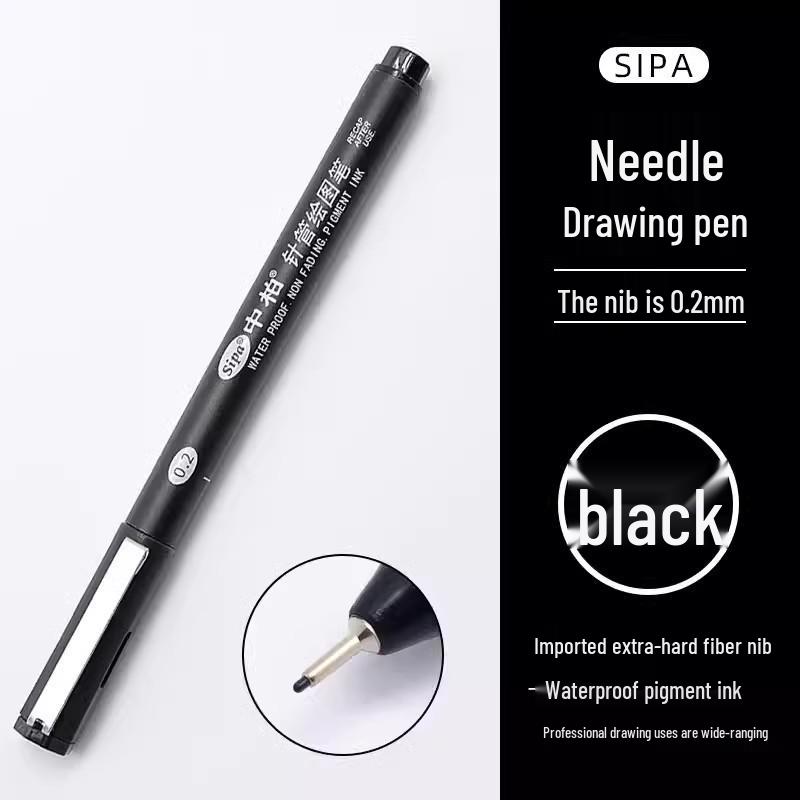 Zhongbai Waterproof Fine Liner Pen Set, 0.05-0.8 mm, for Drawing, Manga, and Hand-Painting.