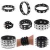Gothic Punk Hip Hop Rock Spike Rivet Stud PU Leather Wristband Bracelet Bangle
