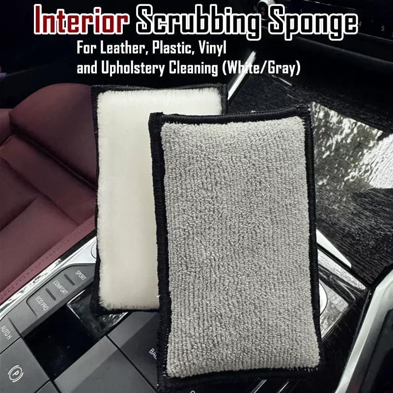 2/12 Stück Weicher Doppelseitiger Mikrofaser Scheuerschwamm Auto Lederreinigung Mikrofaserhandtuch Wachsschwamm Autopflegewerkzeuge