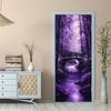 1pcs Self Adhesive Removable Vinyl Door Stickers Dreamy Purple Forest Bridge View Door Stickers Beautiful Moonlight Stream Entra
