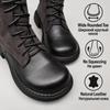 G&Zaco Luxury brand Knight Boots Genuine Leather Real Wool Women's Boots Knee-high Sheepskin Fur Anti Slip Thick Cotton Warm Lace Up Long Boots 3337
