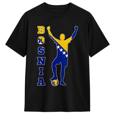 Novelty Bosnia Football T-Shirt for Men Crewneck 100% Cotton T Shirts  Short Sleeve Tees Plus Size Clothes