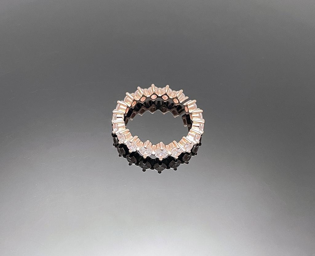 Wooing 4-Prong 3Mm Silver Compass Layering Ring Pink Gold