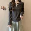 Autumn and Winter Pure Cotton New Style Right Shoulder Slim Long Sleeve T-shirt Large Size Fashionable Versatile Women's Top