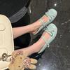 Inner heightening bow French gentle ballet single shoes women's summer bag head half slippers