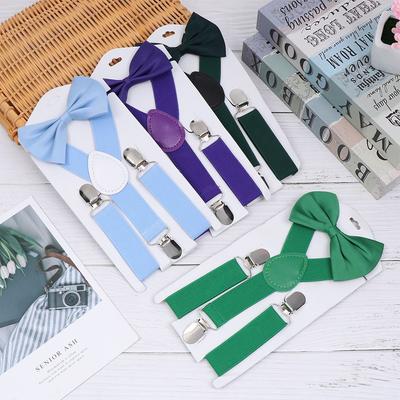 Mode Hosenträger für Kinder Jungen Mädchen mit Fliege Verstellbare Träger Accessoires für Hochzeit Krawatten für Babys