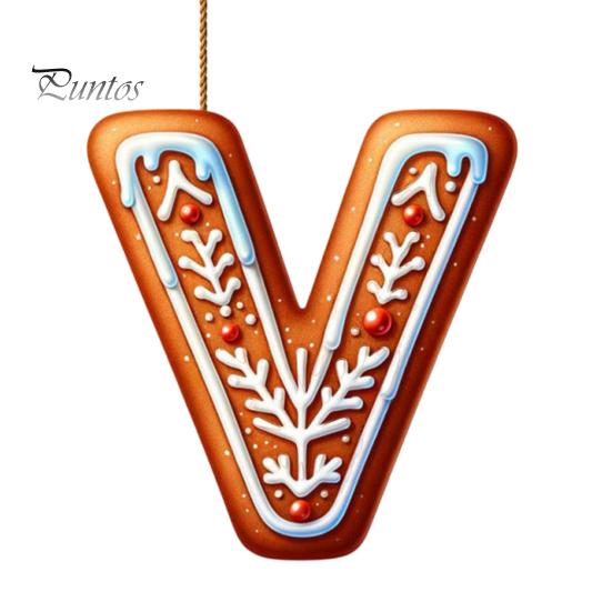 1/26Pcs Gingerbread Alphabet Ornaments 26 Initial Letter Candy Cane Pendant with Berries Pattern Mini Monogram Christmas Tree Hanging Decoration