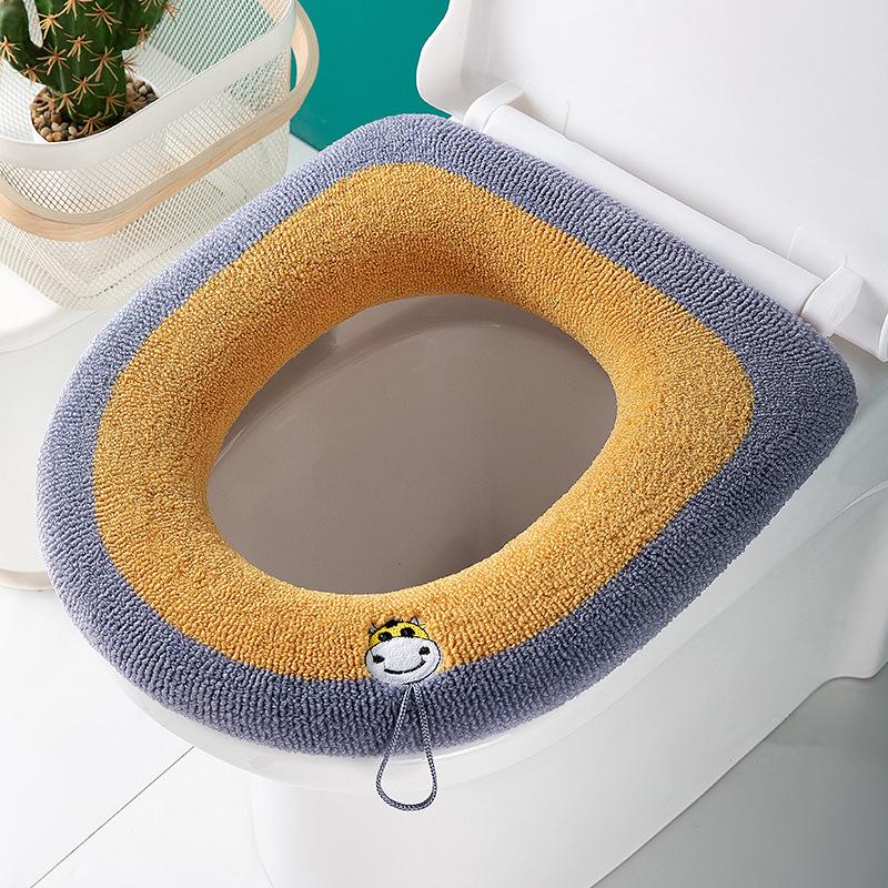 Universal Plush Velvet Winter Toilet Seat Cover & Cushion Ring
