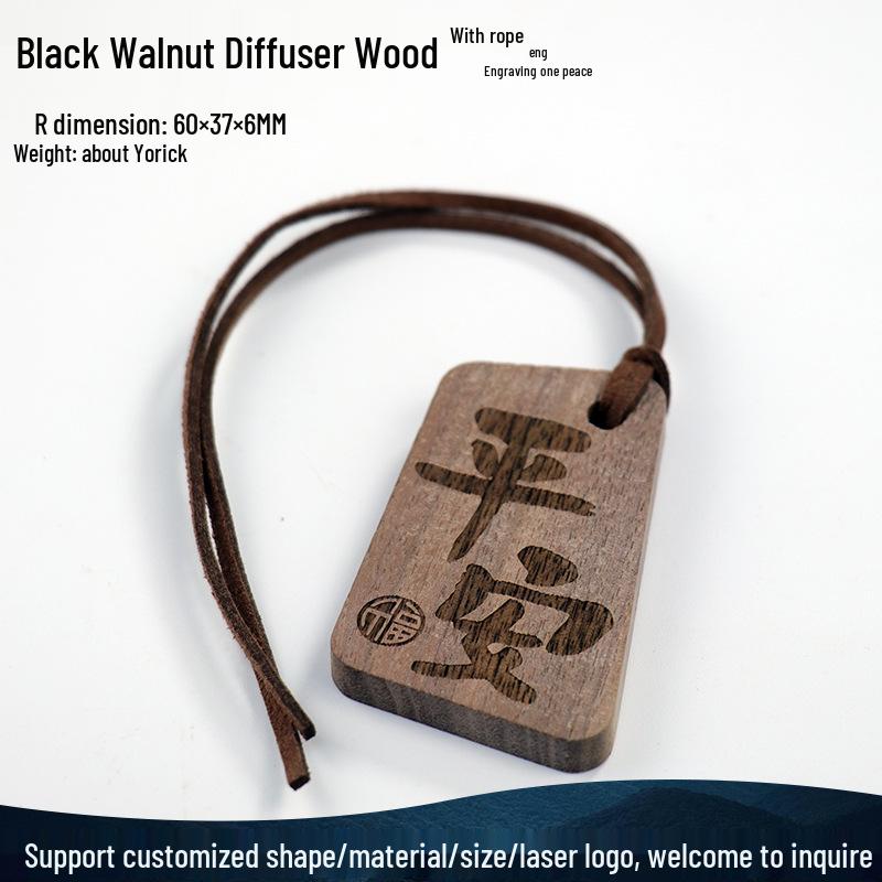 Natural Black Walnut Blessing Keychain Pendant with Custom Engravings