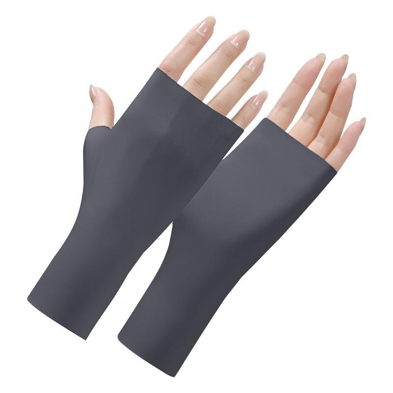 Pro Uv Protection Gloves For Nail Art Gel Nail Lamp Sunscreen Gloves Fingerless Hand Sun Care Thin Cool Ice Silk Silky Sun Glove