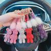 Autumn and Winter New Mink Hair Full of Diamonds Violent Bear Car Key Chain Drill Rope Key Ring Bag Pendant Online Celebrity