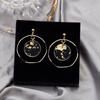 925 Retro Gold Foil Transparent Acrylic Exaggerated Circle Earrings, Fashionable Wavy Round Stud Earrings