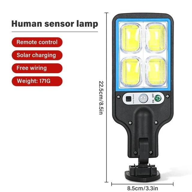 1/2Pack Solar LED Street Lights PIR Motion Sensor with Remote Control 3 Lighting Modes Outdoor Courtyard Garden Garage Lamp