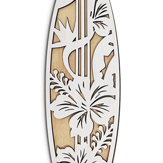Wooden Surfboard Wall Hanging Decor Coastal Beach Hollow Surfboard Wall Art for Summer Tropical Bedroom Living Room Decoration